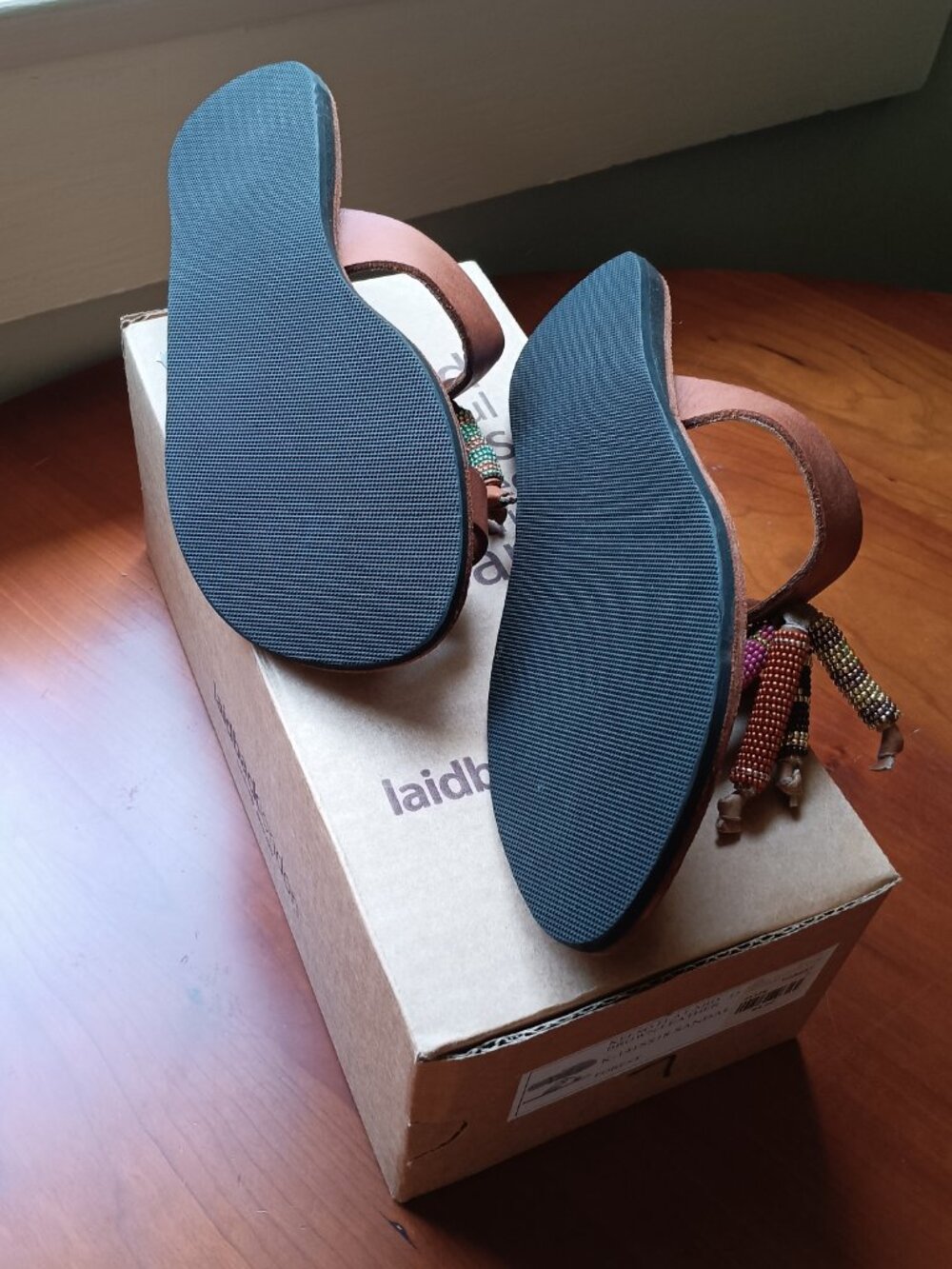 NWT Laidback London Kelso Flat Colorful Beaded Tassels Toe Sandal Size 37/7 - Picture 3 of 8